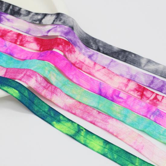 Tie dye fold over elastic ribbon